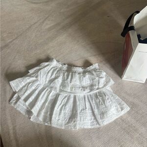 LoveShackFancy White Ruffle Mini Heritage Skirt